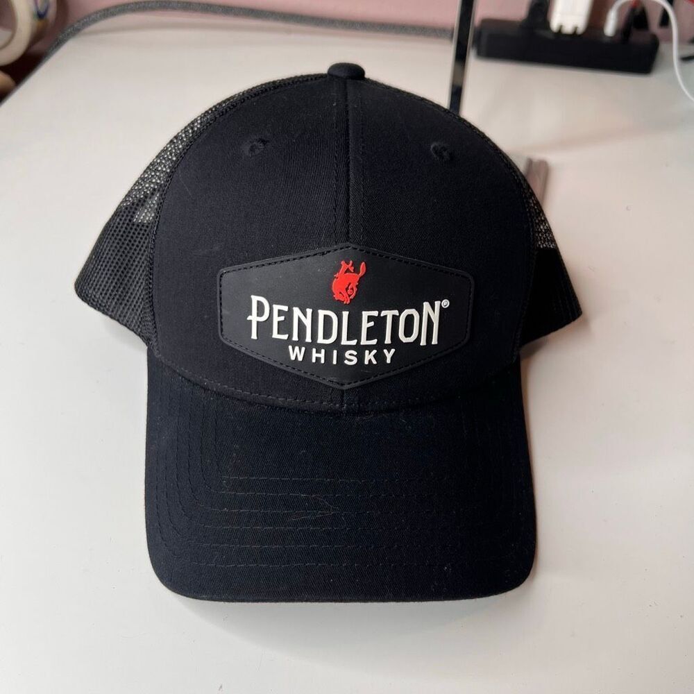 Pendleton Whisky Trucker Hat Black Mesh Snapback Western Patch Cap